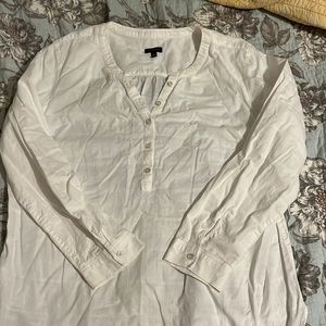 Talbots ladies xl cotton tunic white long sleeve